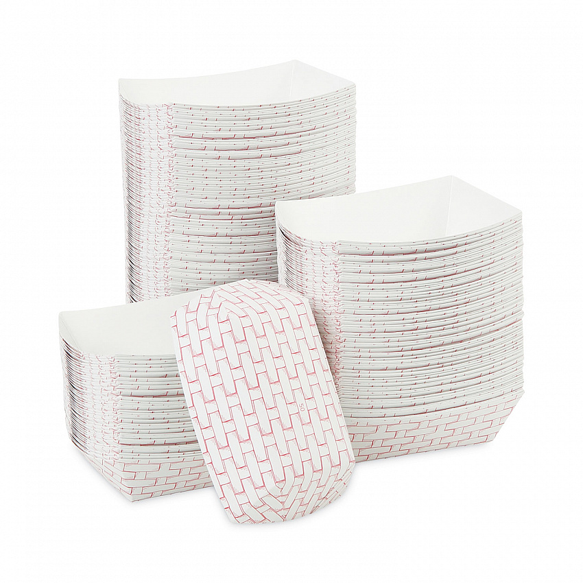 Paper Food Baskets, 0.5 lb Capacity, Red/White, 1,000/Carton (30LAG050)