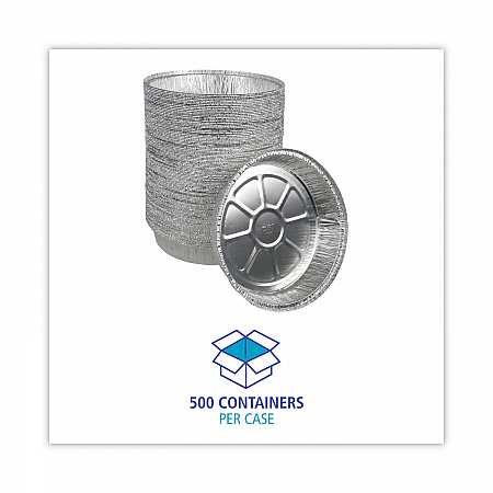 Round Aluminum To-Go Containers, 300 Gauge, 48 oz, 9