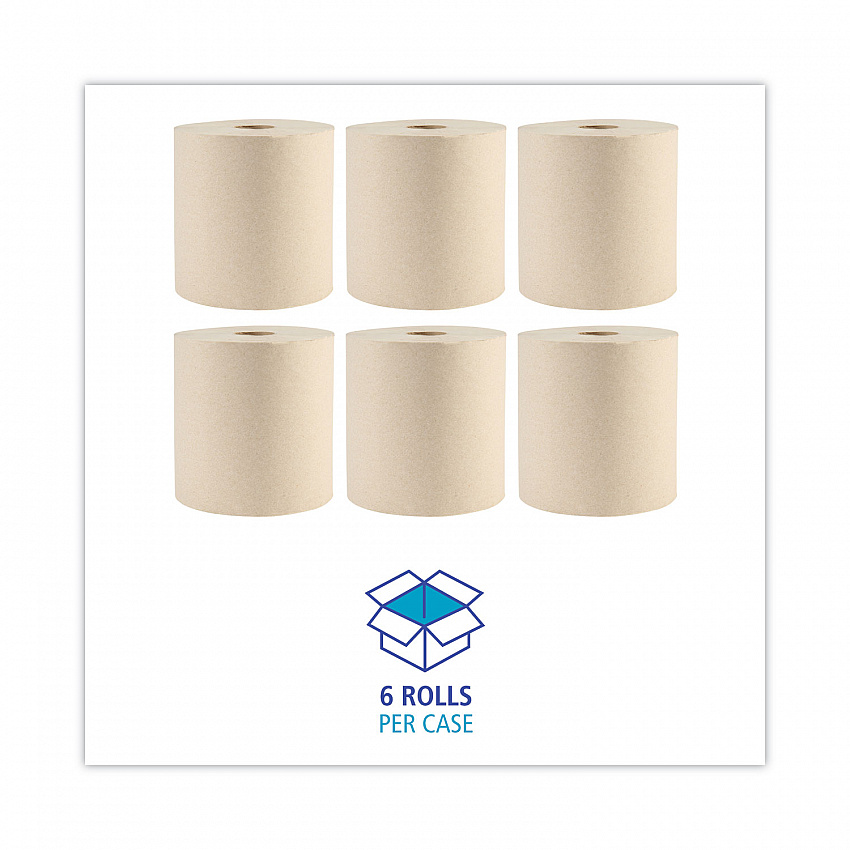 Boardwalk Green Xtra Roll Towels, 1-Ply, 8" x 800 ft, Natural, 6 Rolls/Carton (32GREEN)