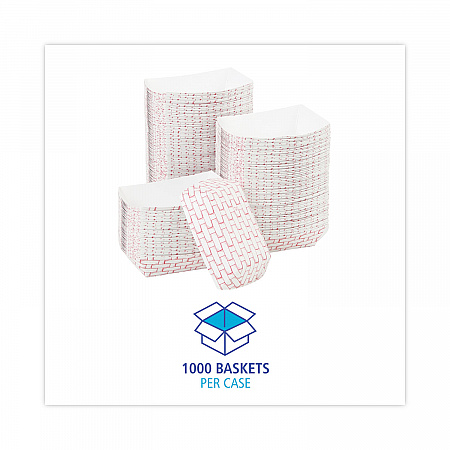Paper Food Baskets, 0.25 lb Capacity, 2.69 x 4 x 1.05, Red/White, 1,000/Carton (30LAG025)