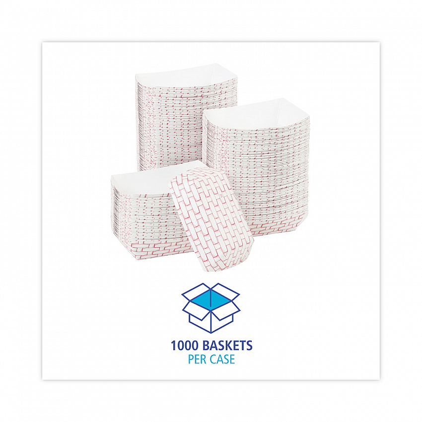 Paper Food Baskets, 0.25 lb Capacity, 2.69 x 4 x 1.05, Red/White, 1,000/Carton (30LAG025)