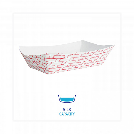 Paper Food Baskets, 5 lb Capacity, Red/White, 500/Carton (30LAG500)
