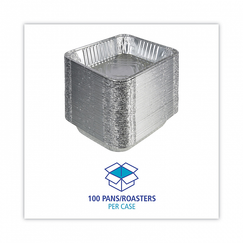 Aluminum Steam Table Pans, Half-Size Deep, 400 Gauge, 2.56" Deep, 10.38 x 12.75, 100/Carton (STEAMHFDP)