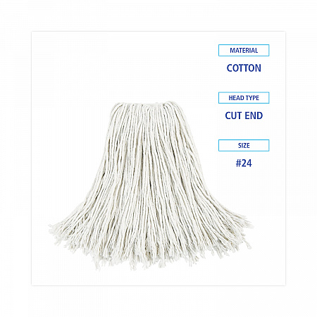 Cut-End Wet Mop Head, Cotton, #24, White 12/Carton (2024CCT)
