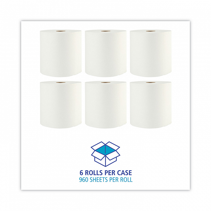 Boardwalk Xtra Roll Towels, 1-Ply, 8" x 800 ft, White, 6 Rolls/Carton (35XTRA)