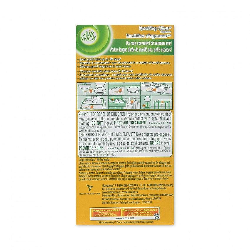 Stick Ups Air Freshener, 2.1 oz, Sparkling Citrus, 12/Carton (85826CT)