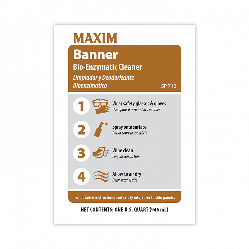 Banner Bio-Enzymatic Cleaner, Safe-to-Ship, Fresh Scent, 32 oz Bottle, 6/Carton (07120086)