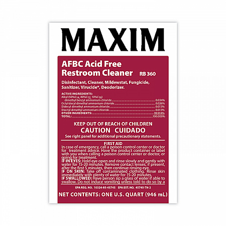 AFBC Acid-Free Restroom Cleaner, Safe-to-Ship, Fresh Scent, 32 oz Bottle, 6/Carton (03600086)