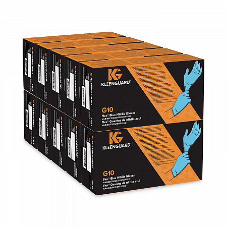 G10 Flex Blue Nitrile Gloves, Powder-Free, Large, 3 mil Thick, 9.5