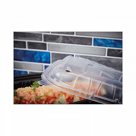 EarthChoice Entree2Go Takeout Container Vented Lid, 8.7 x 5.8 x 1, Clear, Plastic, 300/Carton (YCNV9X6PPDL)