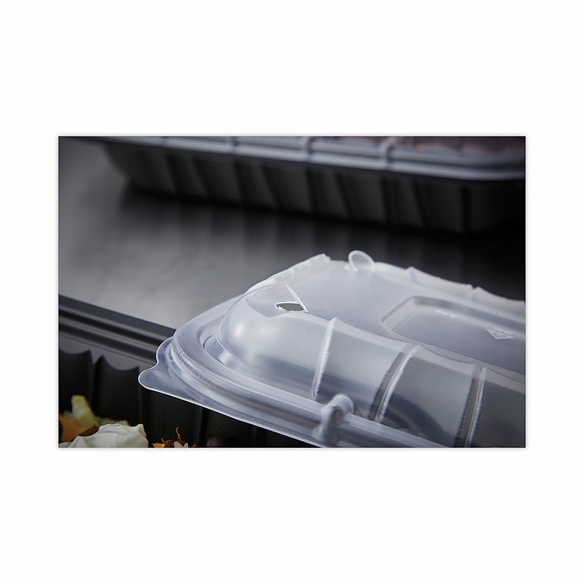 EarthChoice Entree2Go Takeout Container Vented Lid, 11.8 x 8.8 x 1, Clear, Plastic, 200/Carton (YCNV12X9PPDL)