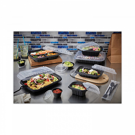 EarthChoice Entree2Go Takeout Container, 48 oz, 11.8 x 8.8 x 1.61, Black, Plastic, 200/Carton (YCNB12X94800)
