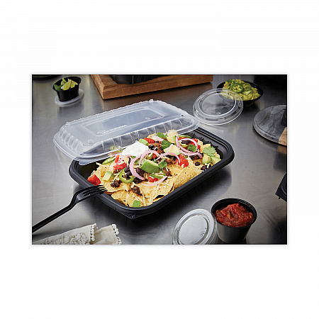 EarthChoice Entree2Go Takeout Container, 48 oz, 11.8 x 8.8 x 1.61, Black, Plastic, 200/Carton (YCNB12X94800)