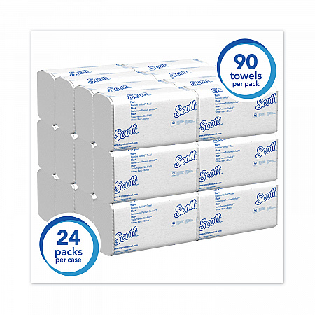 Slimfold Towels, 1-Ply, 7.5 x 11.6, White, 90/Pack, 24 Packs/Carton (04442)