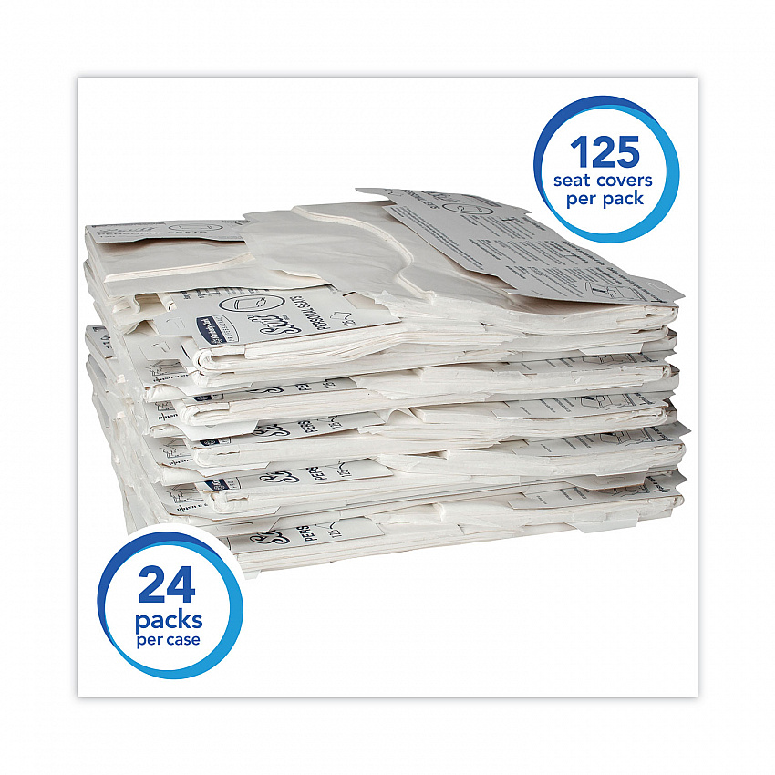 Personal Seats Sanitary Toilet Seat Covers, 15 x 18, White, 125/Pack, 24 Packs/Carton (07410CT)