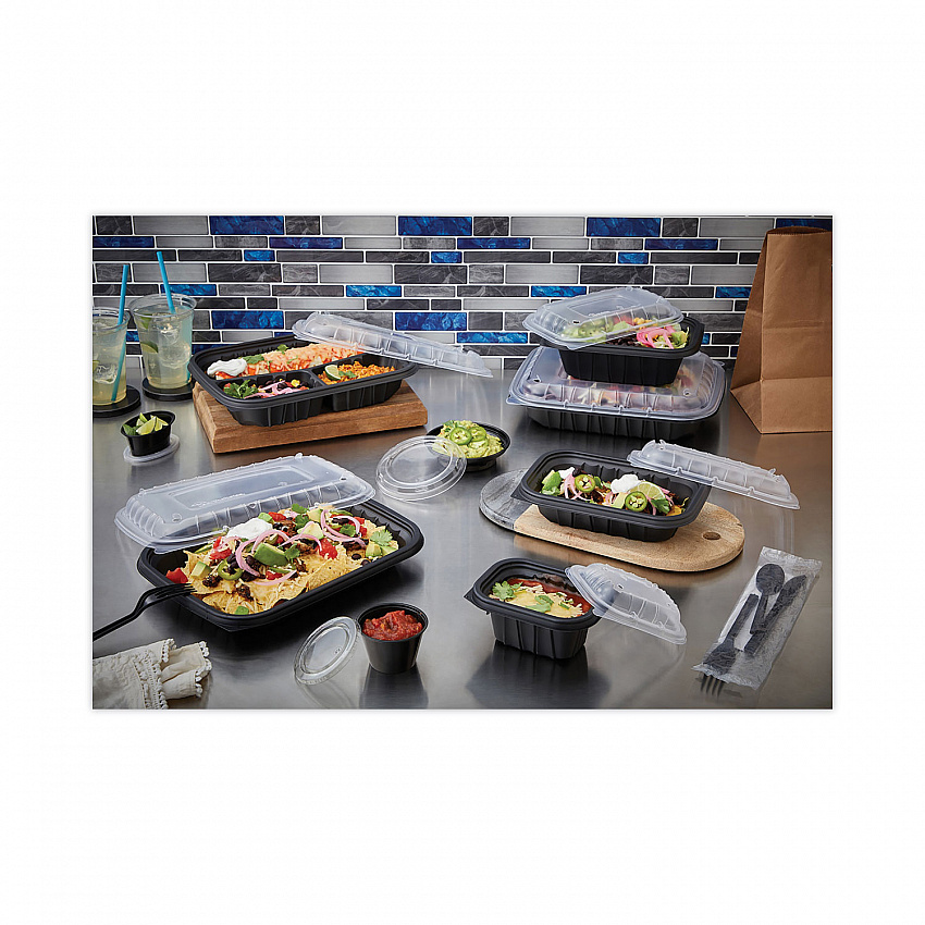 EarthChoice Entree2Go Takeout Container, 64 oz, 11.8 x 8.8 x 2.1, Black, Plastic, 200/Carton (YCNB12X96400)