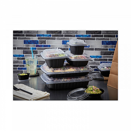 EarthChoice Entree2Go Takeout Container, 64 oz, 11.8 x 8.8 x 2.1, Black, Plastic, 200/Carton (YCNB12X96400)
