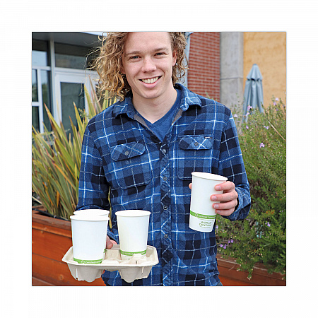 Fiber Cup Carriers, 8 oz to 22 oz, Four Cups, Natural, 600/Carton (CCFB4LF)
