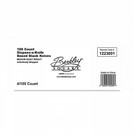 Dispens-a-Knife, Individually Wrapped, Mediumweight Knife, Plastic, Black, 100/Box (BEP90200)