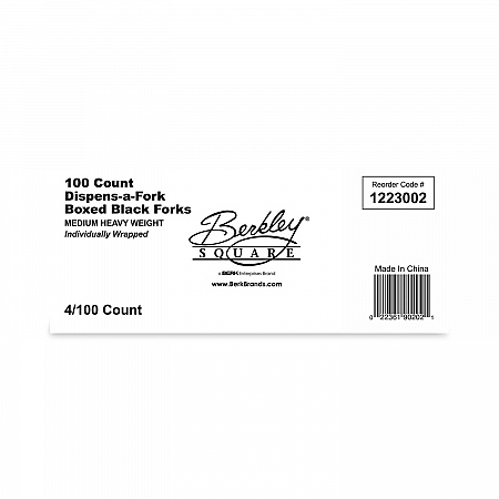 Dispens-a-Fork, Individually Wrapped, Mediumweight Fork, Plastic, Black, 100/Box (BEP90202)