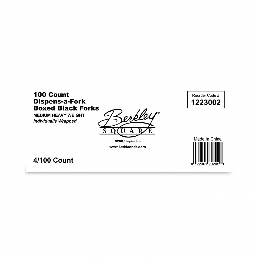 Dispens-a-Fork, Individually Wrapped, Mediumweight Fork, Plastic, Black, 100/Box (BEP90202)
