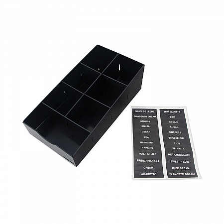 Condiment Caddy, 7 Compartments, 8.75 x 16 x 5.25, Black (VFCC169)