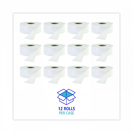 JRT Jr. Bath Tissue, Jumbo, Septic Safe, 1-Ply, 3.3