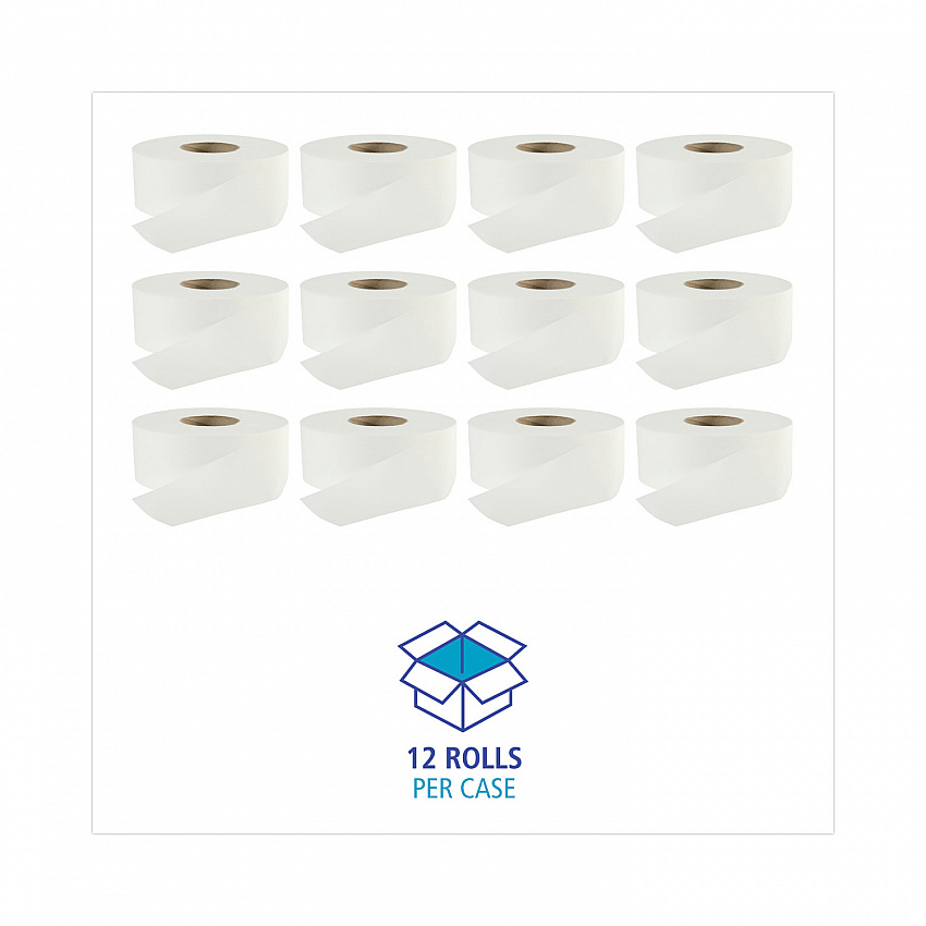 Jumbo Roll Bathroom Tissue, Septic Safe, 2-Ply, 3.2" x 525 ft, White, 12 Rolls/Carton (410320)
