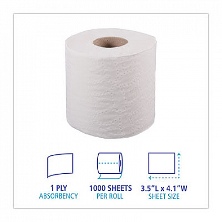 One-Ply Toilet Tissue, Septic Safe, White, 1,000 Sheets/Roll, 96 Rolls/Carton (6170B)