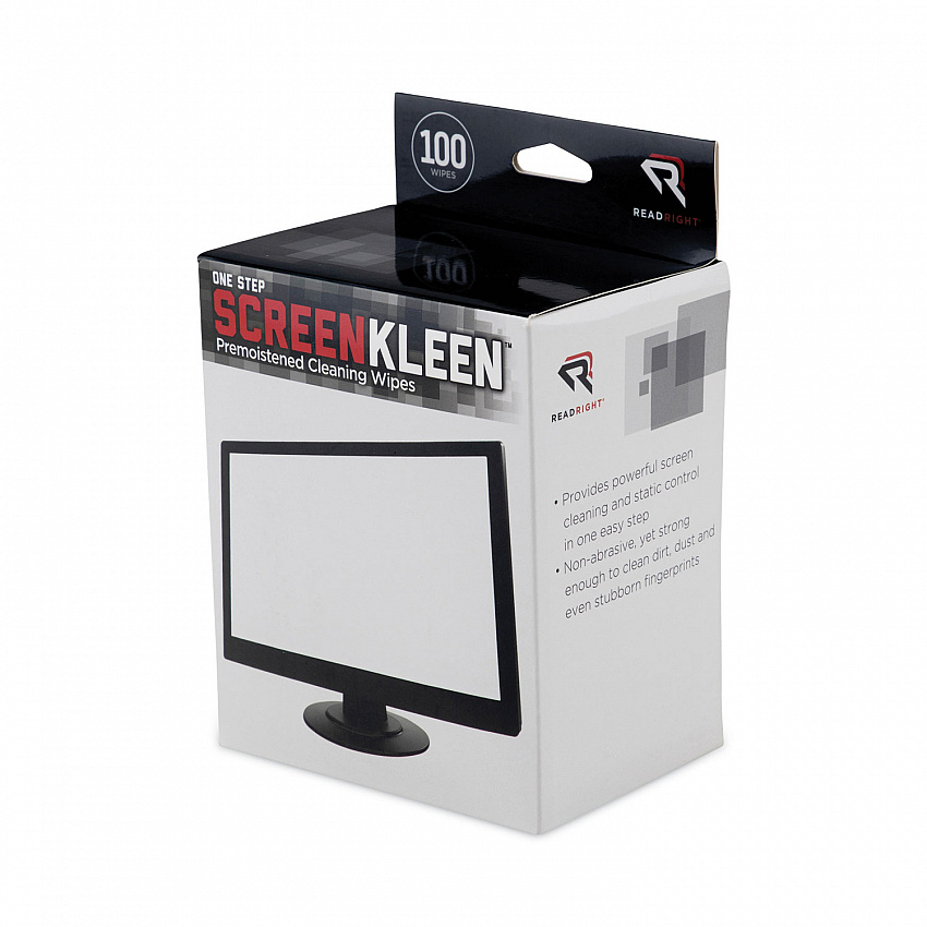 OneStep CRT ScreenKleen Cleaning Pads, Cloth, 5 x 5, Unscented, White, 100/Box (RR1309)