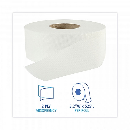 Jumbo Roll Bathroom Tissue, Septic Safe, 2-Ply, 3.2