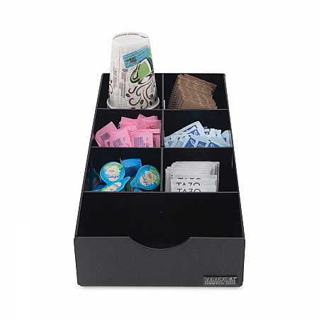 Condiment Caddy, 7 Compartments, 8.75 x 16 x 5.25, Black (VFCC169)