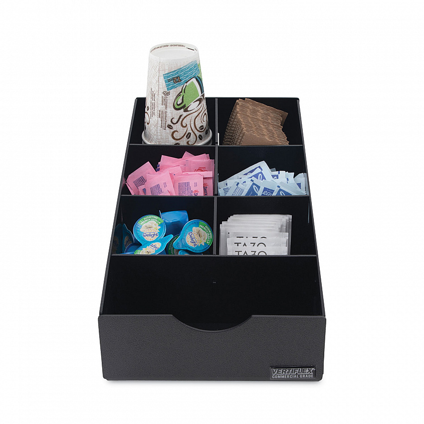 Condiment Caddy, 7 Compartments, 8.75 x 16 x 5.25, Black (VFCC169)