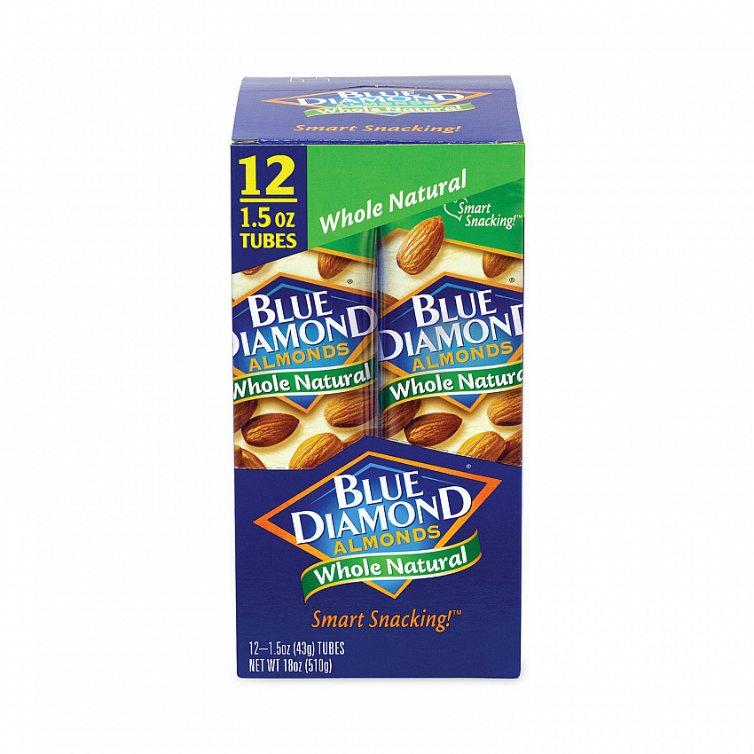 Whole Natural Almonds, 1.5 oz Bag, 12 Bags/Carton (20902634)