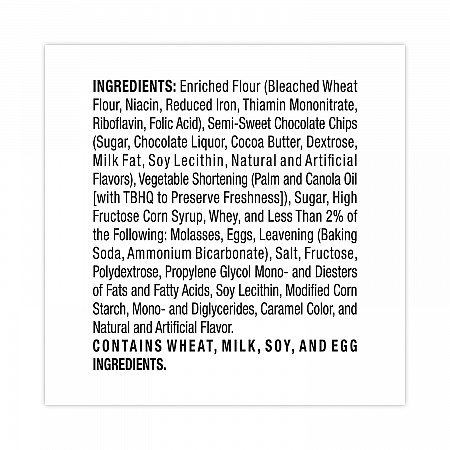 Homestyle Chocolate Chip Cookies, 2.5 oz Pack, 2 Cookies/Pack, 60 Packs/Carton (29500060)