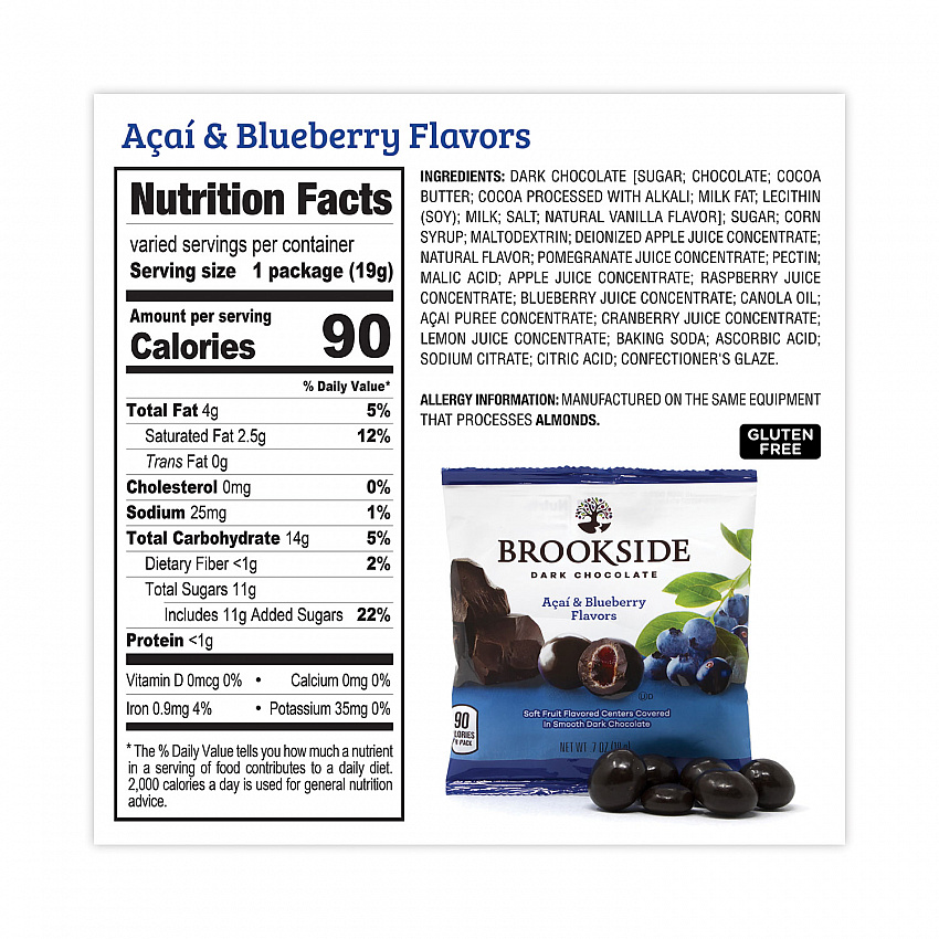 Dark Chocolate Fruit, Acai Blueberry and Pomegranate, 30 Pouches/Carton (22001031)