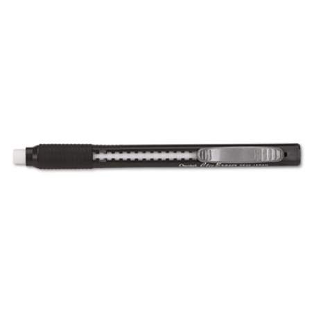 Pentel Clic Eraser Grip Eraser, For Pencil Marks, White Eraser, Black Barrel (ZE22A)