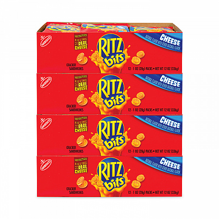 Ritz Bits Cheese Sandwich Crackers, 1 oz Pouch, 48 Pouches/Carton (30400071)