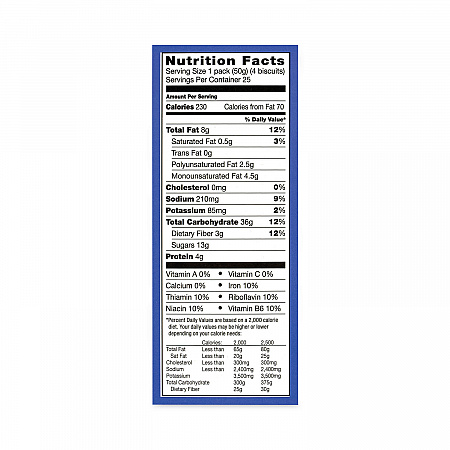 belVita Breakfast Biscuits, Blueberry, 1.76 oz Pack, 25 Packs/Carton (22000506)