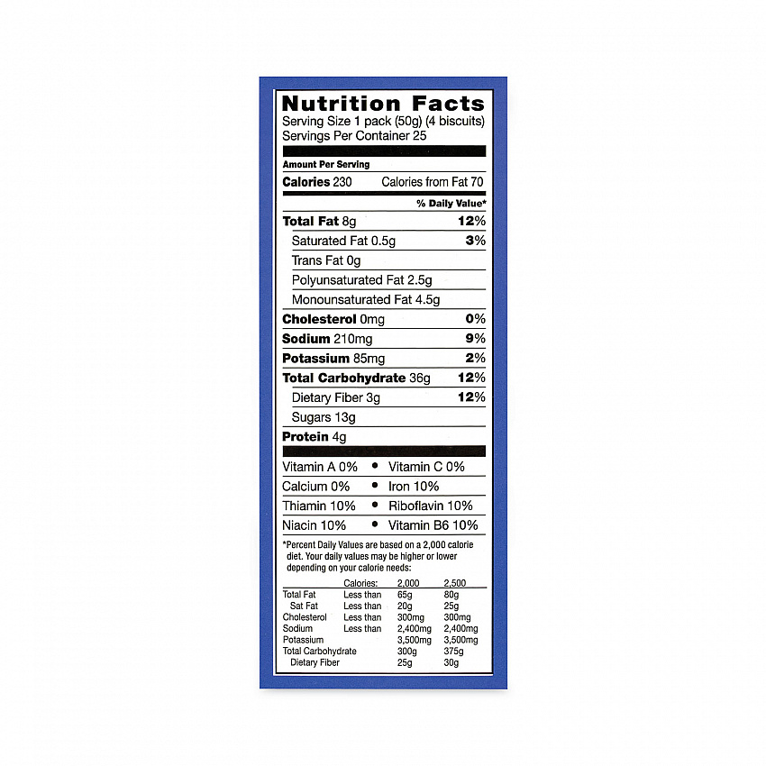 belVita Breakfast Biscuits, Blueberry, 1.76 oz Pack, 25 Packs/Carton (22000506)