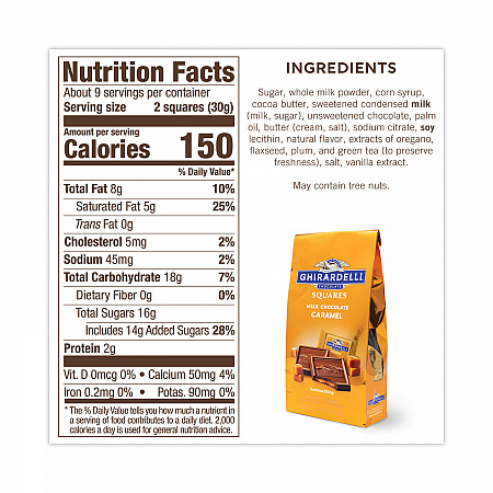 Milk Chocolate and Caramel Chocolate Squares, 9.04 oz Bags, 2 Bags/Pack (30001034)