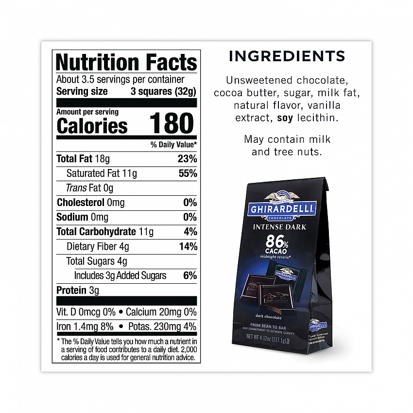Intense Dark Midnight Reverie 86% Cacao Singles Bag, 4.12 oz Packs, 3 Count (30001033)