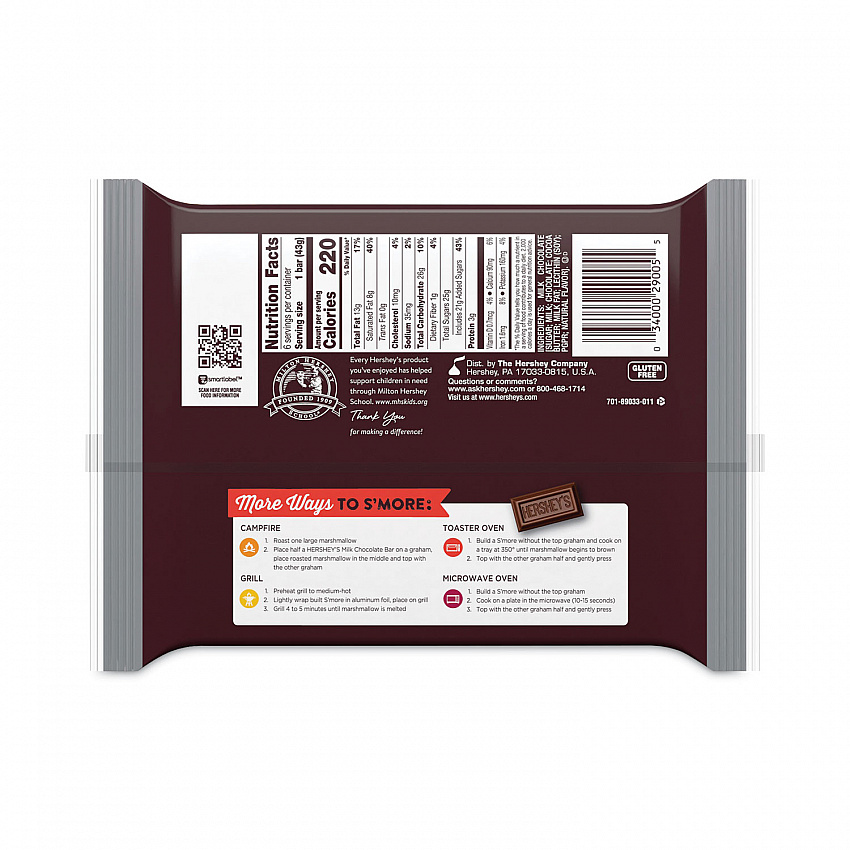 Milk Chocolate Bar, 1.55 oz Bar, 6 Bars/Pack, 2 Packs/Box (24601029)