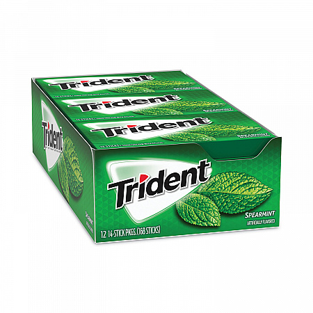 Sugar-Free Gum, Spearmint, 14 Pieces/Pack, 12 Packs/Carton (30400008)
