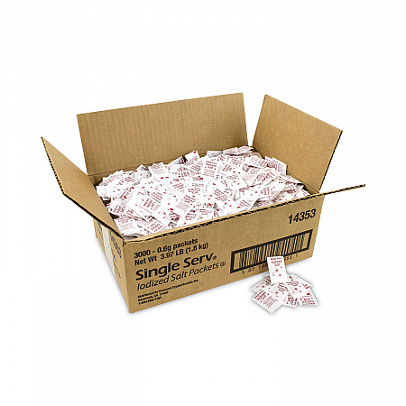 Iodized Salt Packet, 0.6 g Packet, 3,000/Carton (20900355)