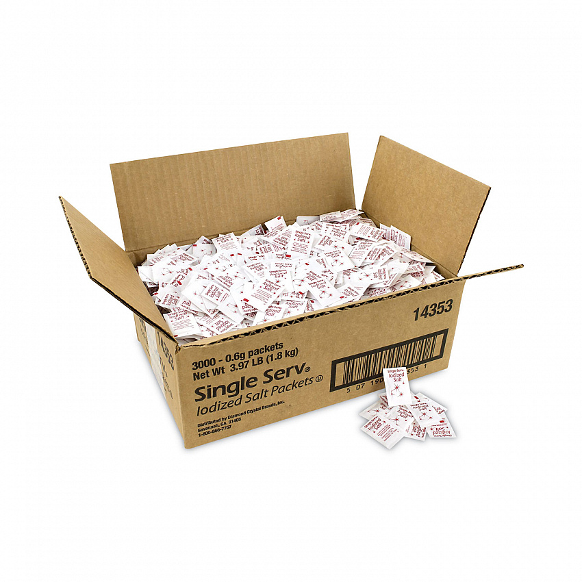 Iodized Salt Packet, 0.6 g Packet, 3,000/Carton (20900355)