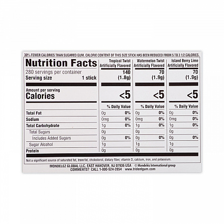 Sugar-Free Gum, Fruit Variety, 14 Pieces/Pack, 20 Packs/Carton (22000891)