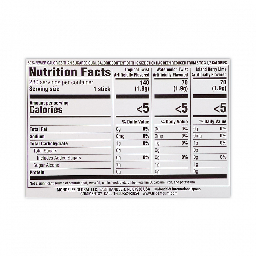 Sugar-Free Gum, Fruit Variety, 14 Pieces/Pack, 20 Packs/Carton (22000891)