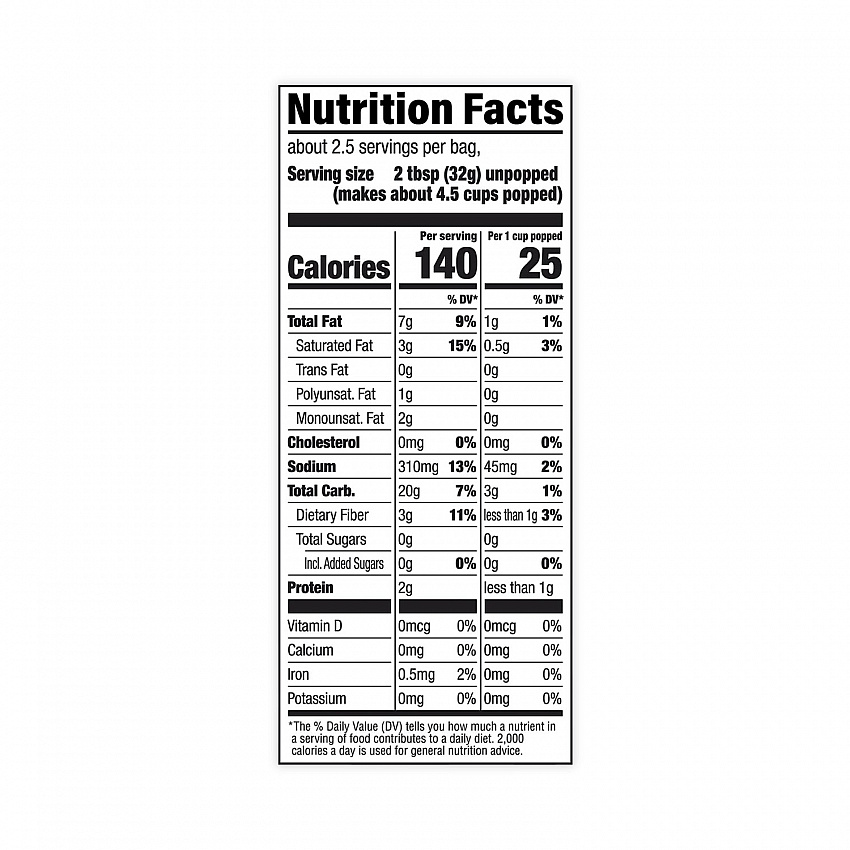 Butter Lovers Microwave Popcorn, 2.75 oz Bag, 36/Carton (20902591)