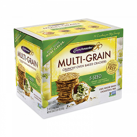 5-Seed Multi-Grain Crunchy Oven Baked Crackers, Whole Wheat, 10 oz Bag, 2 Bags/Box (22000757)
